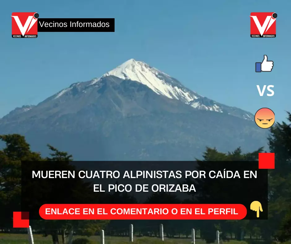 Mueren cuatro alpinistas por caída en el Pico de Orizaba