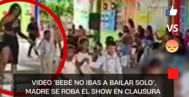 ‘Bebé no ibas a bailar solo’, madre se roba el show en clausura escolar
