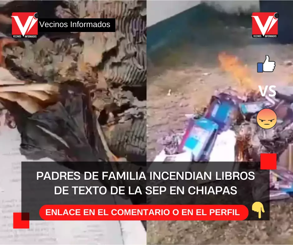 Padres de familia incendian libros de texto de la SEP en Chiapas