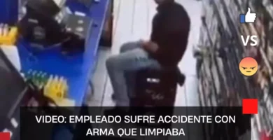 VIDEO: Empleado sufre accidente con arma que limpiaba