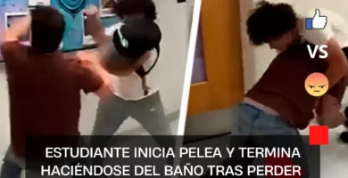 Estudiante inicia pelea y termina haciéndose del baño tras perder |VIDEO