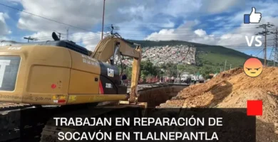 Trabajan en reparación de socavón en Tlalnepantla