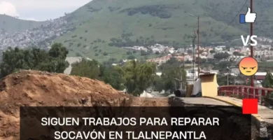 Siguen trabajos para reparar socavón en Tlalnepantla