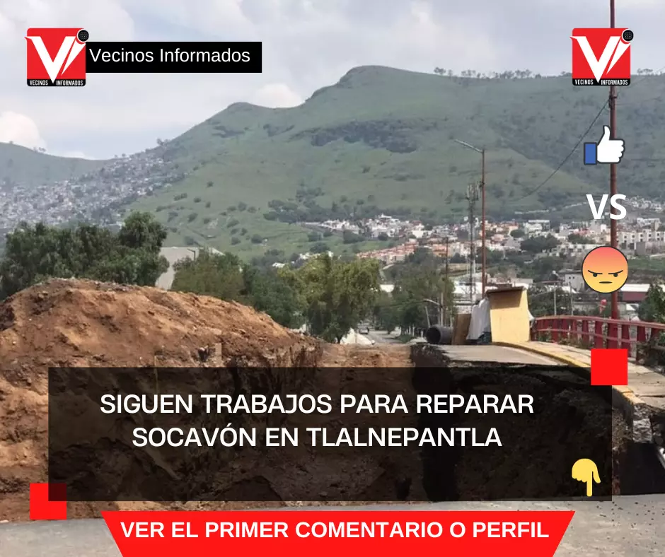Siguen trabajos para reparar socavón en Tlalnepantla
