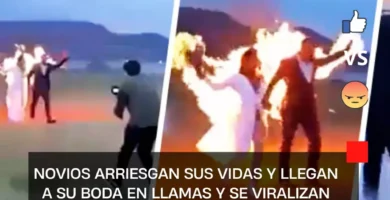 Novios arriesgan sus vidas y llegan a su boda en llamas y se viralizan |VIDEO