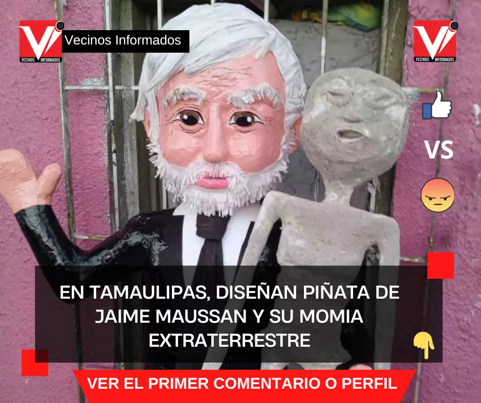En Tamaulipas, diseñan piñata de Jaime Maussan y su momia extraterrestre