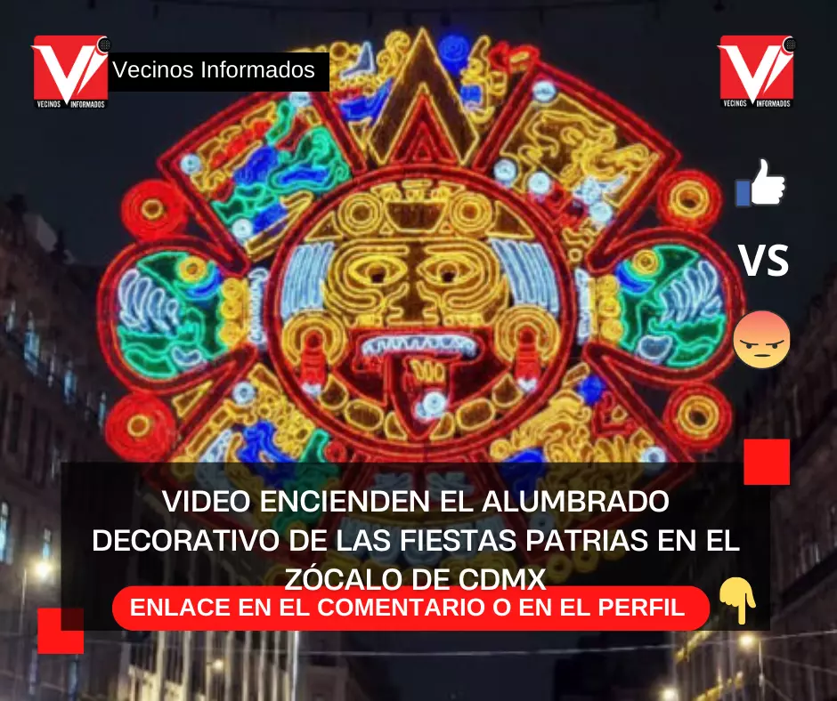 VIDEO Encienden el alumbrado decorativo de las fiestas patrias en el Zócalo de CDMX