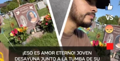 ¡Eso es amor eterno! Joven desayuna junto a la tumba de su esposa |VIDEO