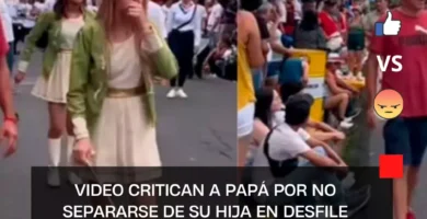 VIDEO Critican a papá por no separarse de su hija en desfile escolar, le dicen ‘acosador y tóxico’