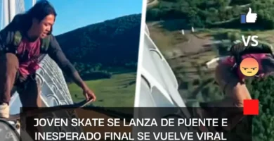 Joven skate se lanza de puente e inesperado final se vuelve viral |VIDEO