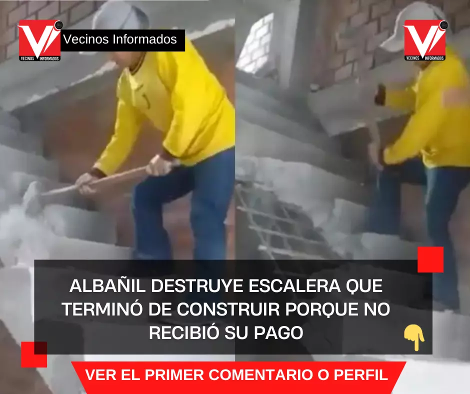 Albañil destruye escalera que terminó de construir porque no recibió su pago
