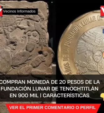Compran moneda de 20 pesos de la Fundación Lunar de Tenochtitlán en 900 mil | Características