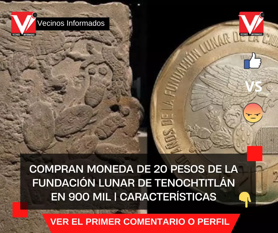 Compran moneda de 20 pesos de la Fundación Lunar de Tenochtitlán en 900 mil | Características