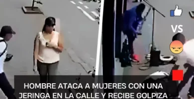Hombre ataca a mujeres con una jeringa en la calle y recibe golpiza |VIDEO