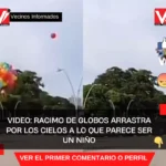 VIDEO: Racimo de globos arrastra por los cielos a lo que parece ser un niño