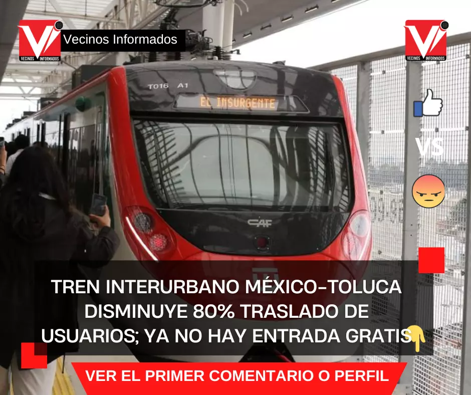 Tren Interurbano México-Toluca disminuye 80% traslado de usuarios; ya no hay entrada gratis
