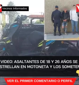 VIDEO: Asaltantes de 18 y 26 años se estrellan en motoneta y los someten