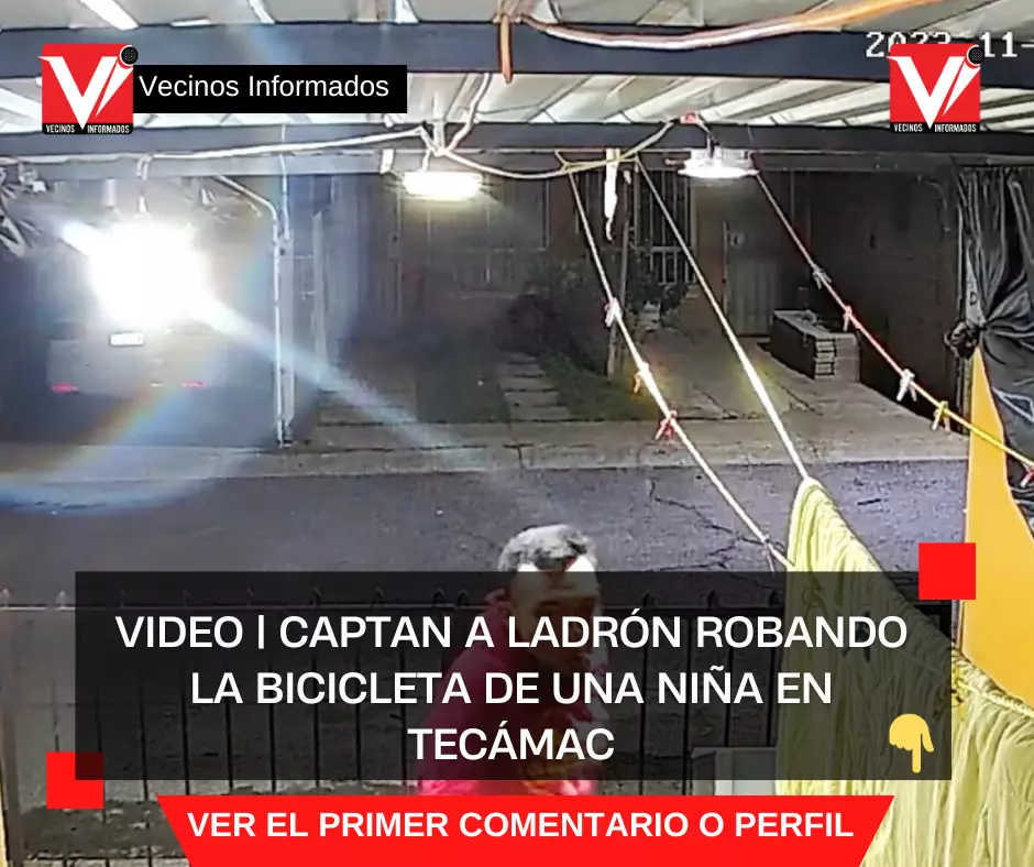 VIDEO | Captan a ladrón robando la bicicleta de una niña en Tecámac