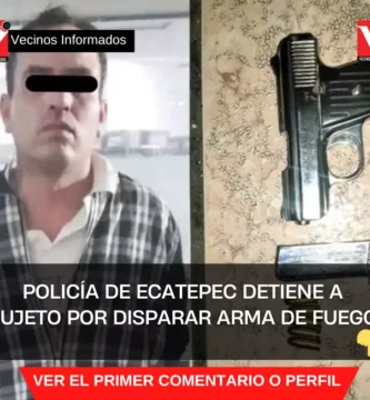 Policía de Ecatepec detiene a sujeto por disparar arma de fuego