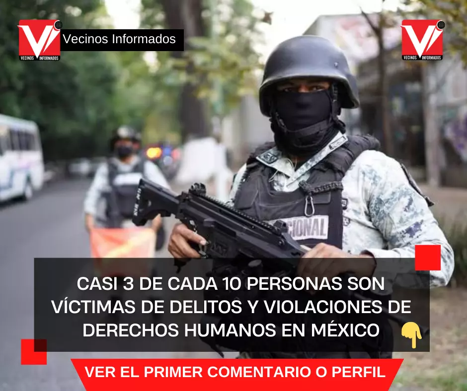 Casi 3 de cada 10 personas son víctimas de delitos y violaciones de derechos humanos en México
