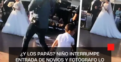 ¿Y los papás? Niño interrumpe entrada de novios y fotógrafo lo aplasta |VIDEO
