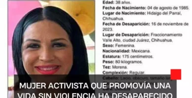 Mujer activista que promovía una vida sin violencia ha desaparecido