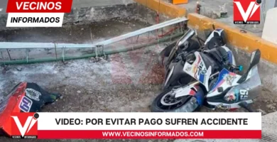 Motociclistas pasan sin pagar la caseta de Tlalpan y sufren fuerte accidente