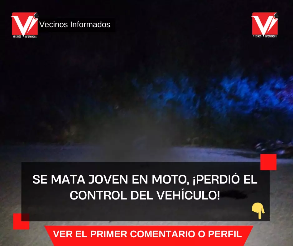 Se mata joven en moto, ¡perdió el control del vehículo!