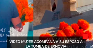 VIDEO Mujer acompaña a su esposo a la tumba de Exnovia