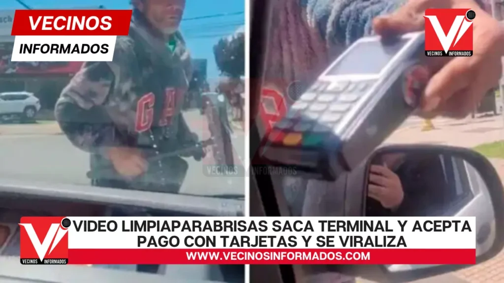 VIDEO Limpiaparabrisas saca terminal y acepta pago con tarjetas y se viraliza