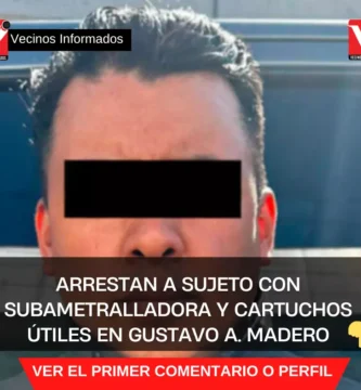 Arrestan a sujeto con subametralladora y cartuchos útiles en Gustavo A. Madero