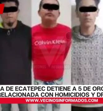Policía de Ecatepec detiene a 5 de organización relacionada con homicidios y drogas
