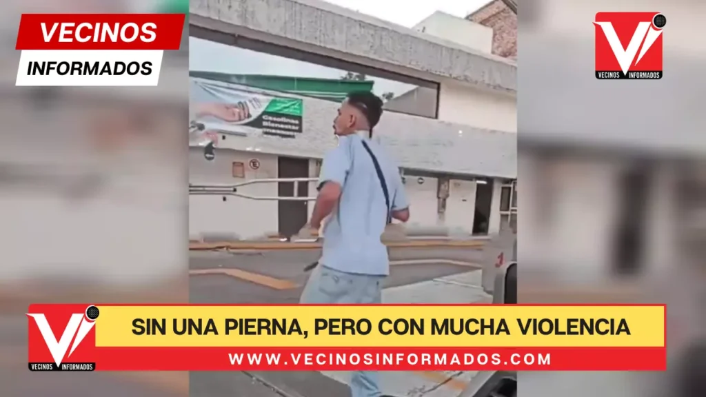 VIDEO | Sin una pierna, pero con mucha violencia: hombre agrede a empleado de gasolinera y a policía en la CDMX