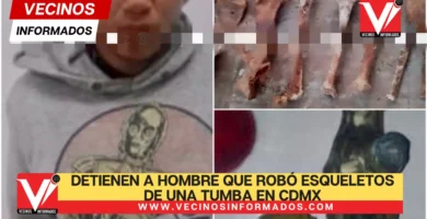 Detienen a hombre que robó esqueletos de una tumba en CDMX