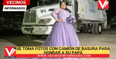 Quinceañera se toma fotos con camión de basura para honrar a su papá