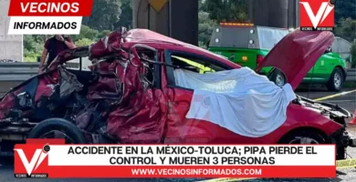 Accidente en la México-Toluca; Pipa pierde el control y mueren 3 personas