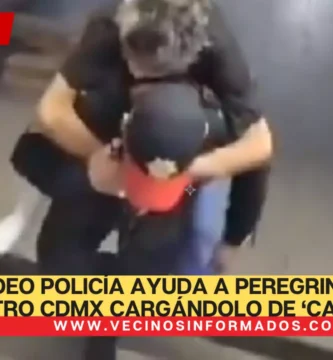VIDEO Policía ayuda a peregrino en el Metro CDMX cargándolo de ‘caballito’