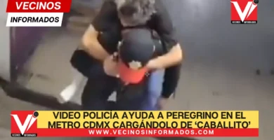 VIDEO Policía ayuda a peregrino en el Metro CDMX cargándolo de ‘caballito’