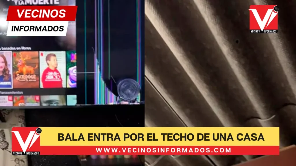 VIDEO Bala entra por el techo de una casa y rompe televisión nueva