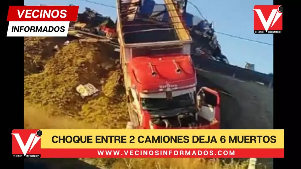 Fuerte choque entre 2 camiones deja 6 muertos en el Circuito Exterior Mexiquense