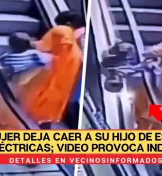 Mujer deja caer a su hijo de escaleras eléctricas; video provoca indignación