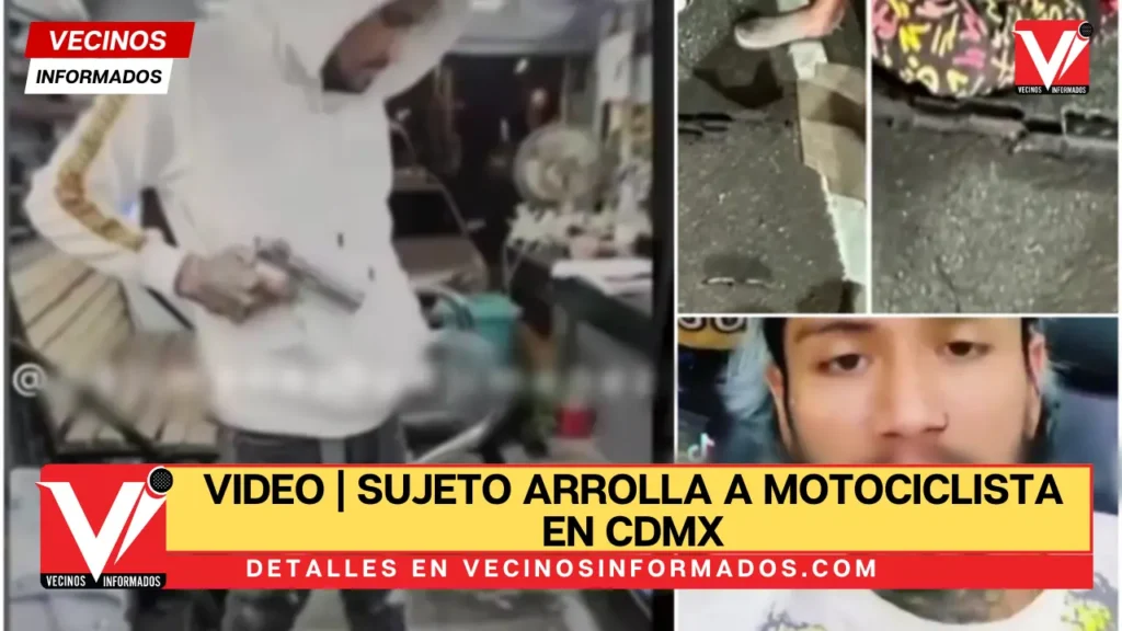 VIDEO | Sujeto arrolla a motociclista en CDMX; el responsable quedó impune y así se luce en redes con armas