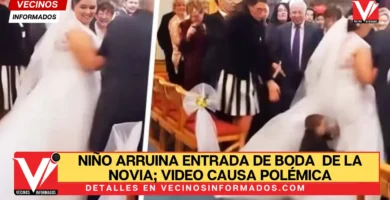 Niño arruina entrada de boda al saltar sobre vestido de la novia; video causa polémica