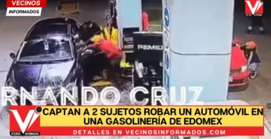 Captan a 2 sujetos robar un automóvil en una gasolinería de Edomex