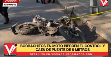 Borrachitos en moto pierden el control y caen de puente de 6 metros