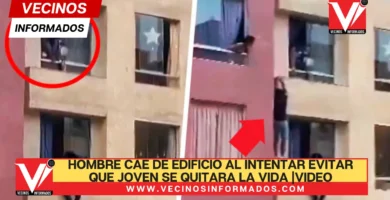 Hombre cae de edificio al intentar evitar que joven se quitara la vida |VIDEO