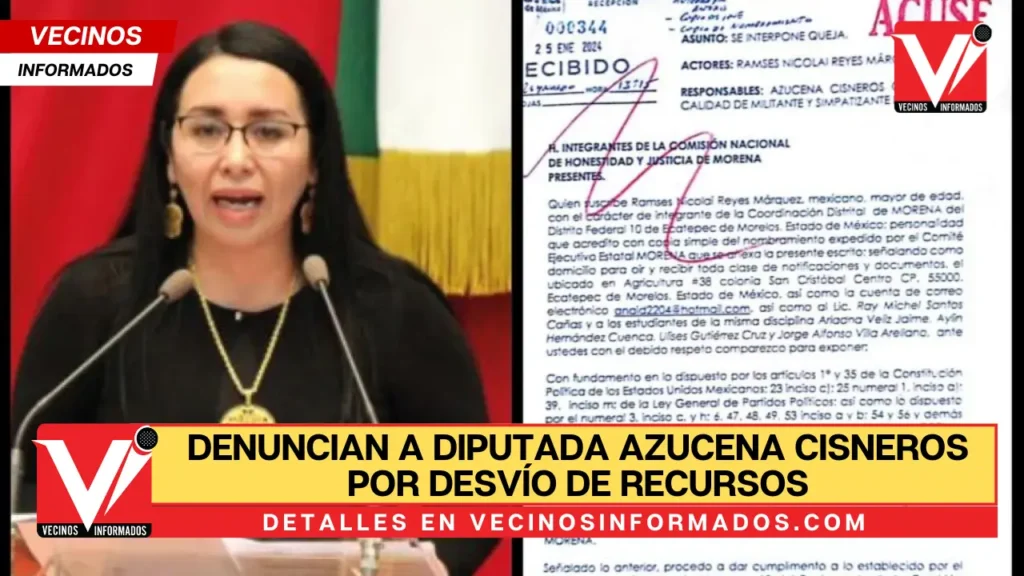 Denuncian a diputada Azucena Cisneros por desvío de recursos