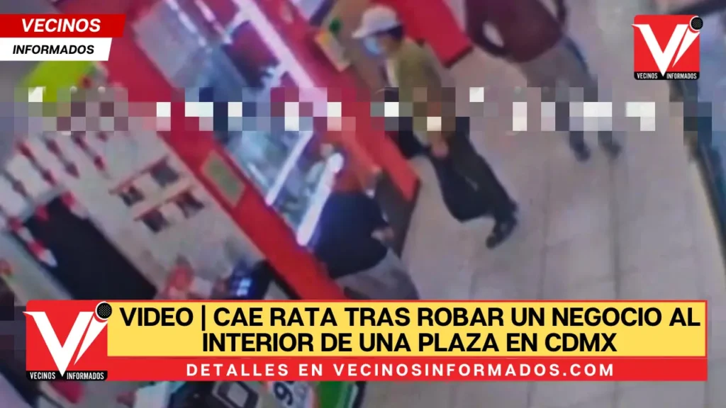 VIDEO | Cae rata tras robar un negocio al interior de una plaza en CDMX