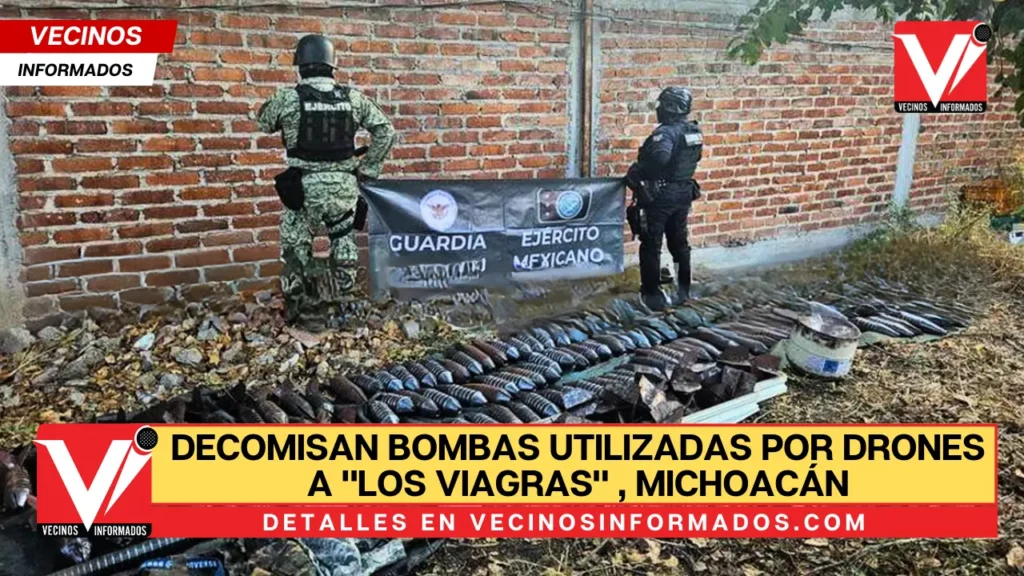 Autoridades le decomisan bombas utilizadas por drones a "Los Viagras" en Buenavista, Michoacán