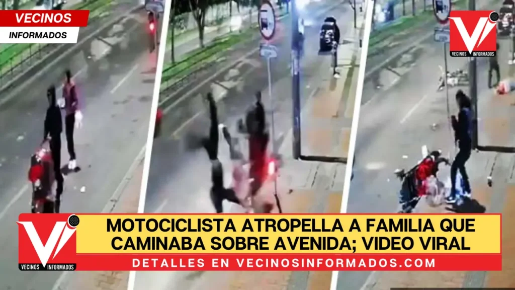 Motociclista atropella a familia que caminaba sobre avenida; video viral
